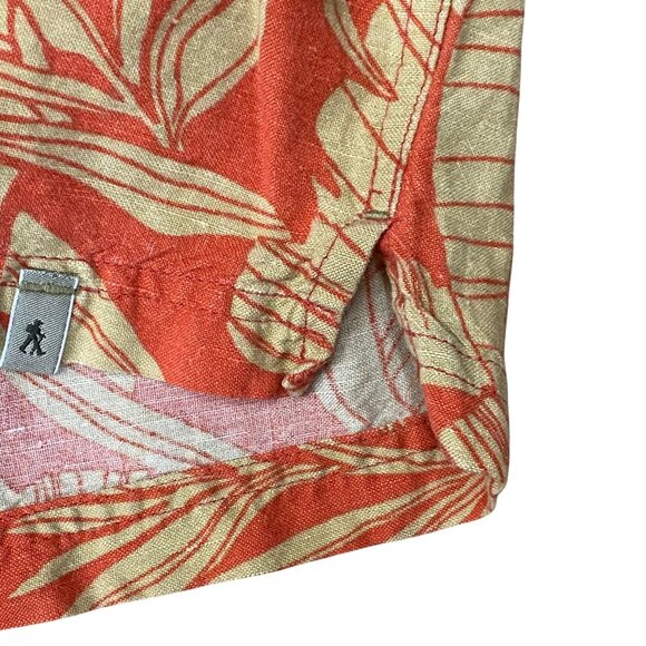 Royal Robbins Hawaiian Aloha M Shirt Bamboo Bird Of Paradise Taro Leaves Orange - Picture 11 of 13